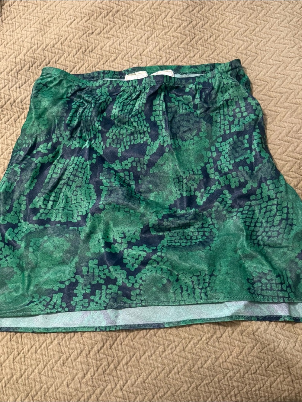 Free People Green Patterned A-Line Skirt